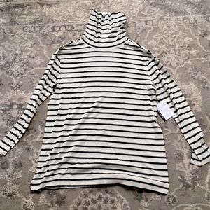 black & white striped turtleneck